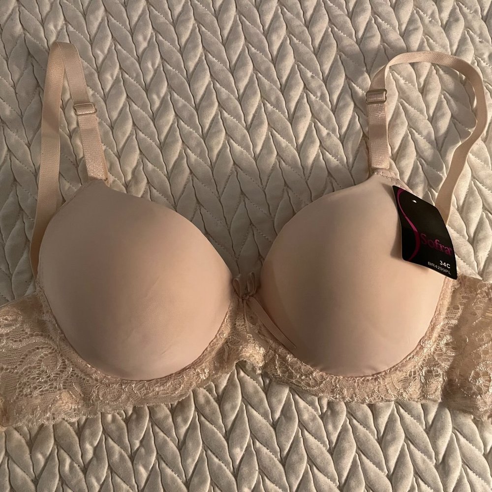 Sofra Cream Lace Bra, 34C